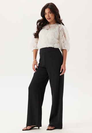 3D Flower Puff Sleeve Blouse