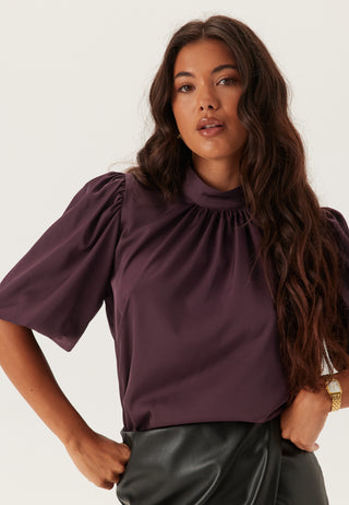 Chimney Collar Puff Sleeve Blouse
