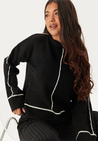 Contrast Stitch Knitted Sweater