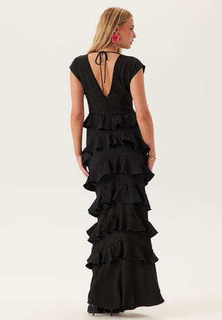 Deep V-Neck Flounce Gown