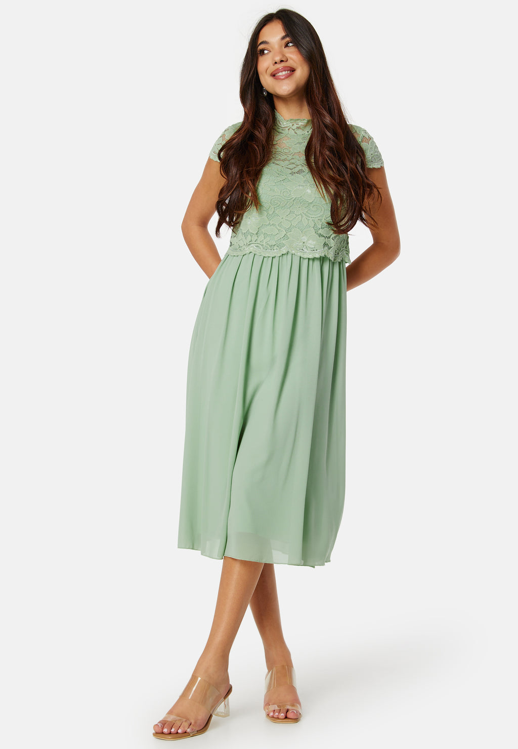 Jolie Short Sleeve Midi Dress Dusty Pink
