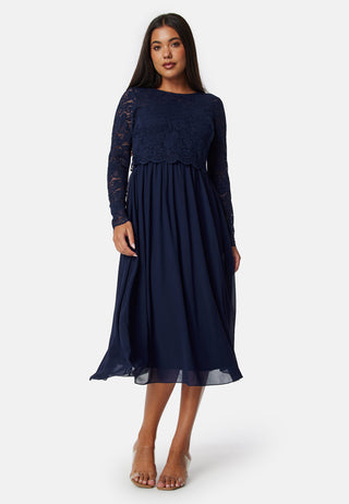 Lace Long Sleeve Midi Dress