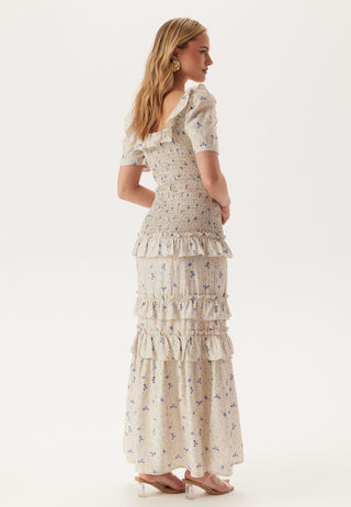 Short Sleeve Frill Maxi Dress