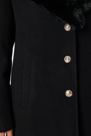 Fur Collar Wool Blend Coat