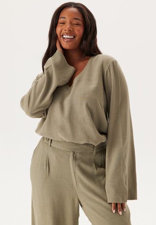 Linen Wide Sleeve Blouse
