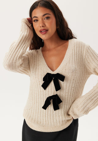 Sparkling Knitted Bow Sweater