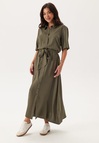 Viscose Belted Shirt Dress