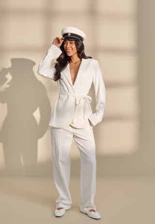 Straight High Waist Suit Trousers