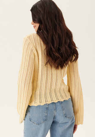 Boat Neck Structure Knitted Sweater