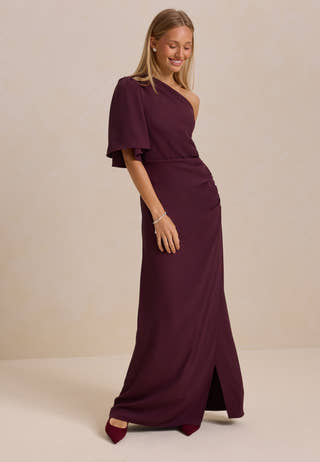 Ruched One Shoulder Gown