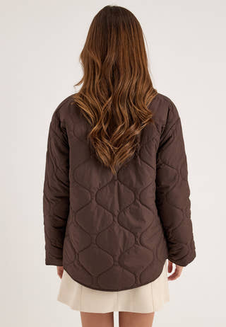 Short Quilted Jacket Brown