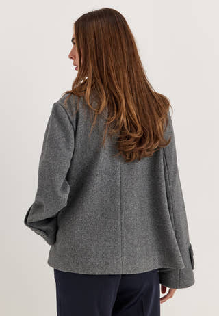 High Neck Short Coat Grey