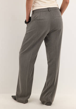 Straight High Waist Suit Trousers Grey