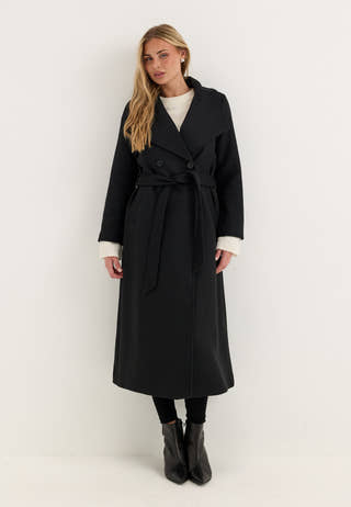 Long Wool Blend Coat Black