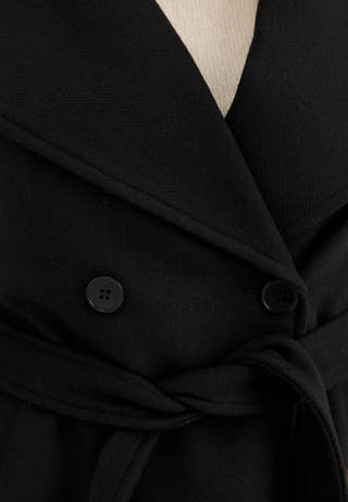 Long Wool Blend Coat Black