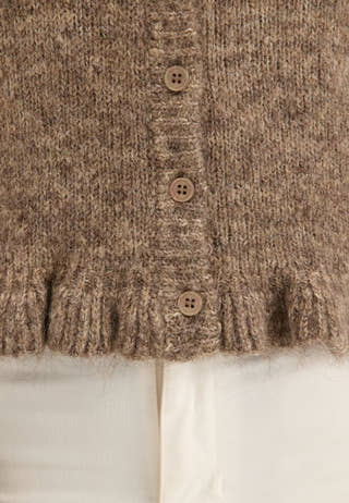 Knitted Frill Cardigan Beige