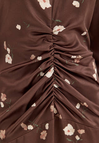 Ruched Front Midi Dress Floral