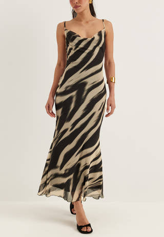 Cowl Neck Mesh Dress