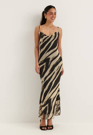 Cowl Neck Mesh Dress