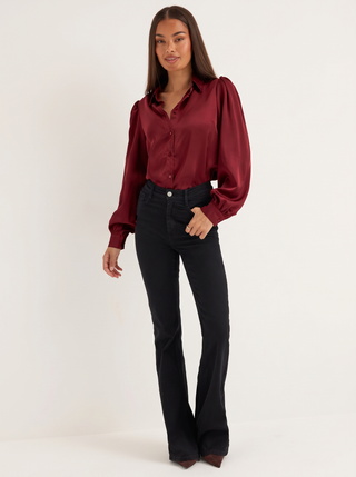 Puff Sleeve Satin Shirt