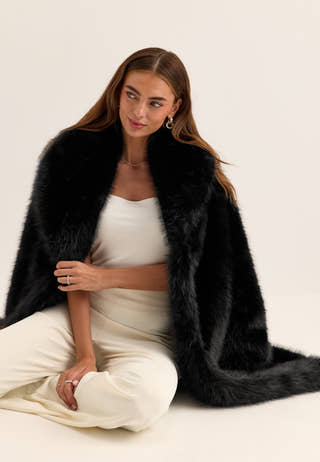 Long Faux Fur Coat Black