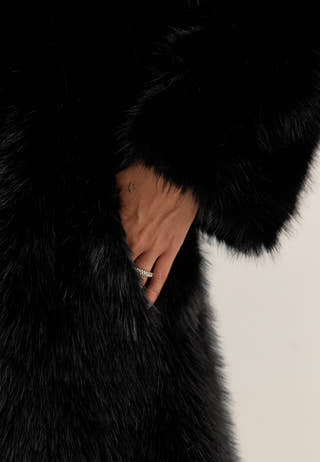 Long Faux Fur Coat Black