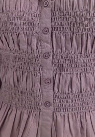 V-neck Cotton Smock Blouse Purple