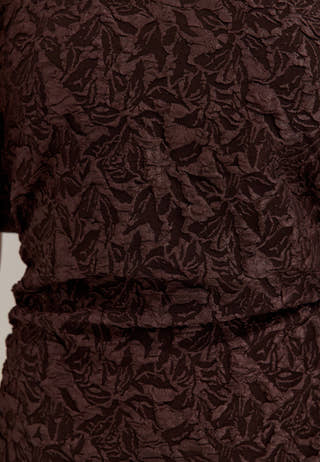 Puff Sleeve Jacquard Midi Dress Brown