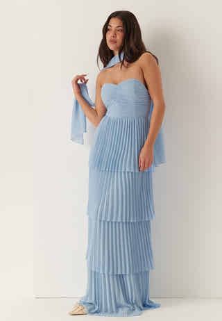 Pleated Bandeau Gown