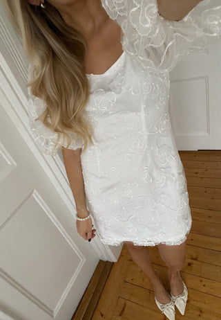 Puff Sleeve Embroidered Dress