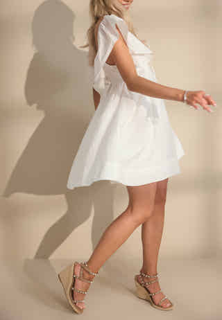 Tie Back Frill Short Dress
