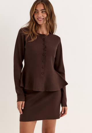 Knitted Mini Skirt Brown
