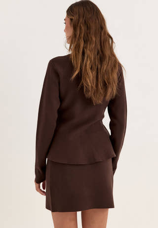 Knitted Mini Skirt Brown