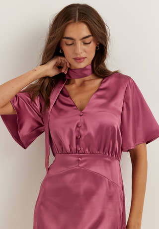 Satin Scarf Maxi Dress