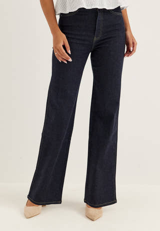 High Straight Leg Jeans Blue