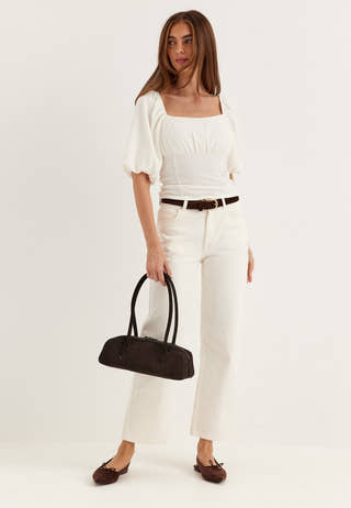 Volume Sleeve Top White