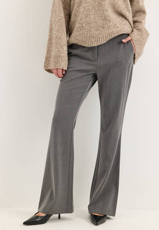 Mid Waist Flared Suit Trousers Grey