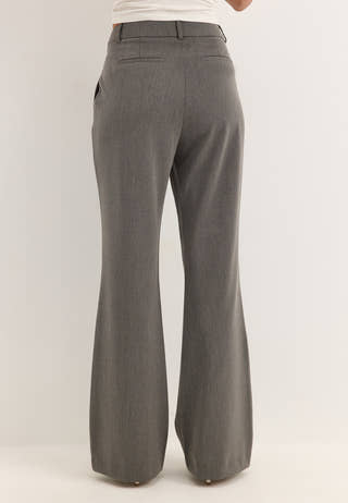 Mid Waist Flared Suit Trousers Grey