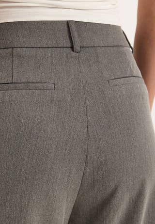Mid Waist Flared Suit Trousers Grey
