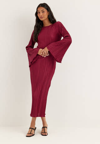 Pleated Frill Dress Red
