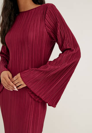 Pleated Frill Dress Red