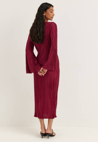 Pleated Frill Dress Red