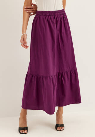 Flounce Detail Cotton Skirt