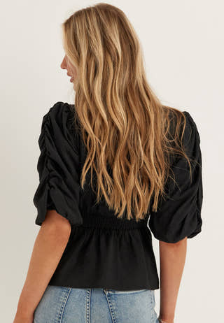 Short Sleeve Puff Blouse