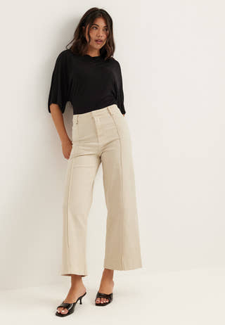 Cropped Front Seam Jeans