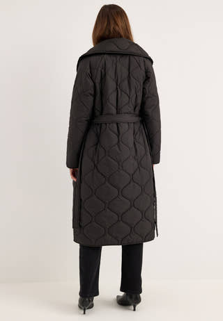 Quilted Long Jacket Black