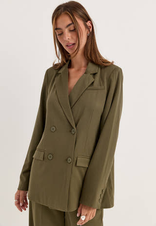 Double Breasted Blazer Green