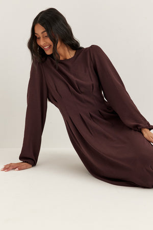 Crepe Pleated Dress Purple