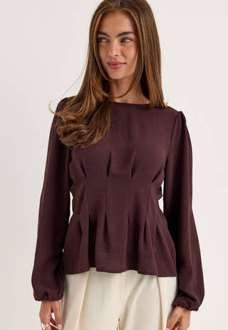 Crepe Pleated Blouse Purple