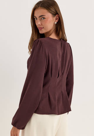 Crepe Pleated Blouse Purple